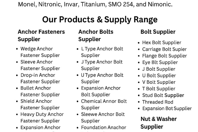 Anchor Bolt Anchor Fastener Wedge Anchor Nut Bolts U BOLT J Bolt