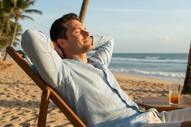 Person relaxing reducing stress