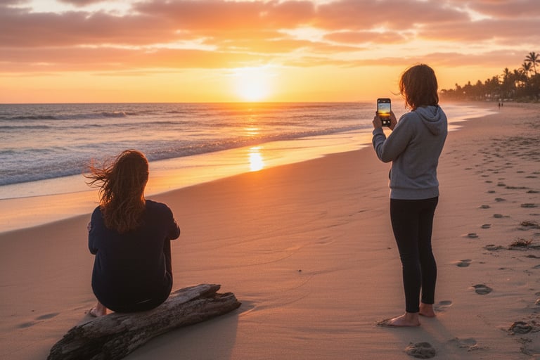 People relaxing watching the sunset