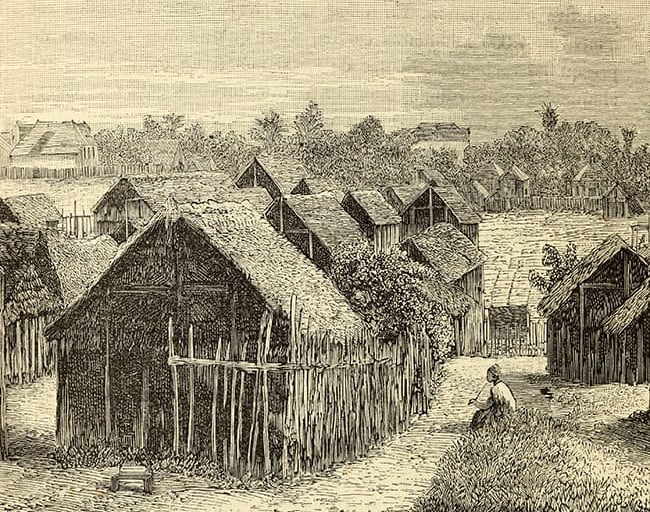 The houses of the workers at a sugar cane farm.