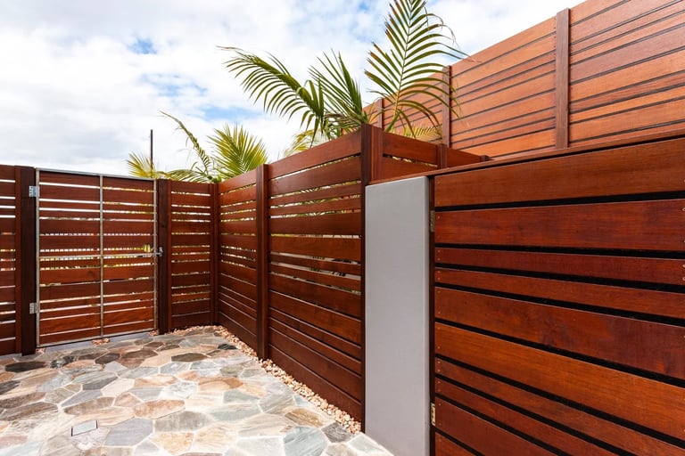 Natural wood fencing providing privacy and aesthetic charm