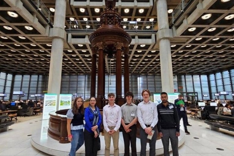 Team Cy-Borough, runners up at the 2025 UK Cyber Leaders Challenge, visit day with Beazley