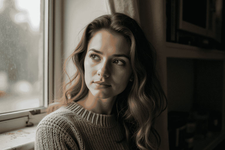 Woman remembering good times