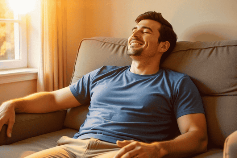 Man sitting relaxed on a sofa