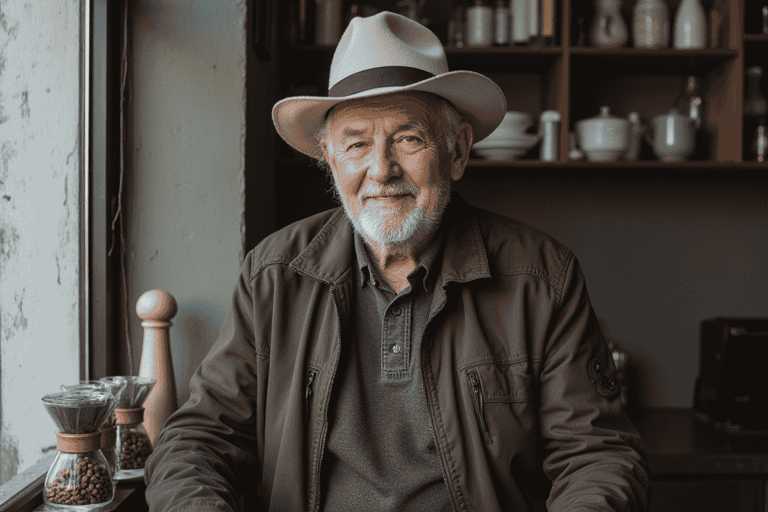 Man having a coffee in a shop