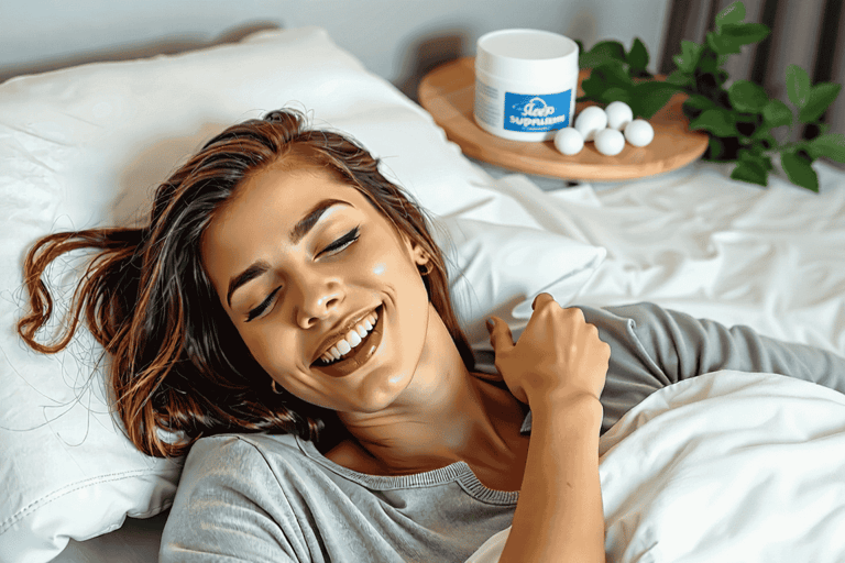 Sleep supplements next to pillow