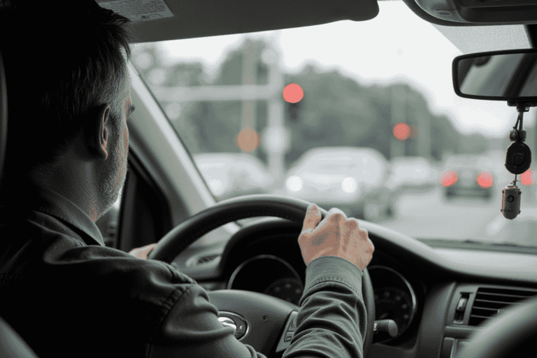 Man behind a steering wheel