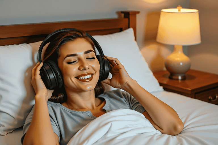 wearing white noise headphones