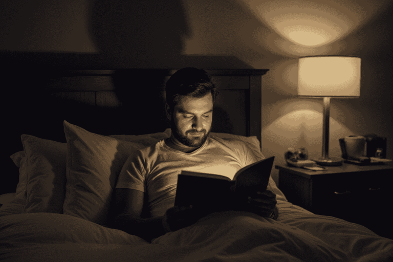 Man relaxing before going to sleep