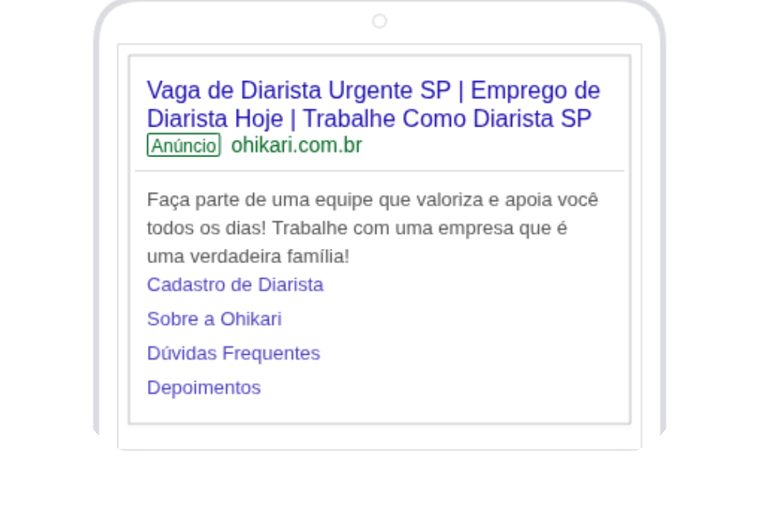 Anúncio Ohikari Limpeza que seve