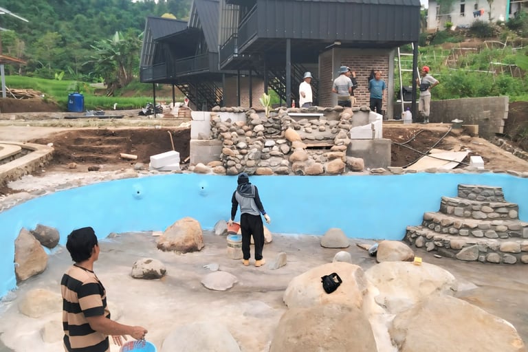 Pembuatan kolam renang di daerah Wonosobo oleh tim dayanapool