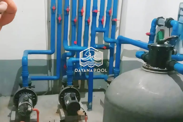 sistem filterasi kolam renang.