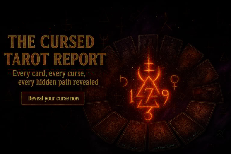 a circular zodiac wheel with glowing red light - The Cursed Tarot Report