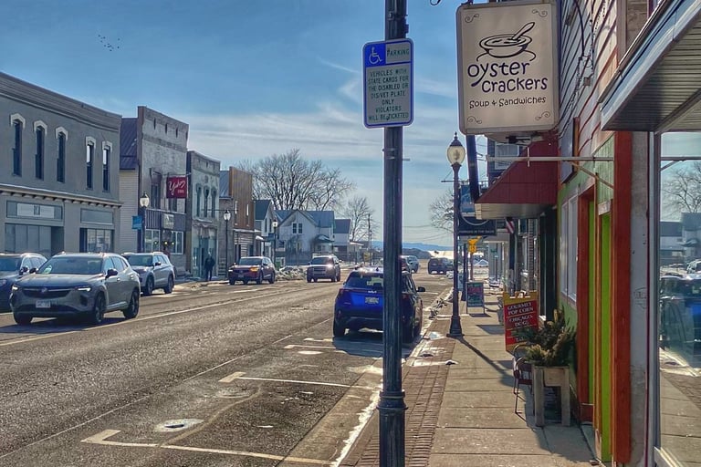 Image of main street in Montello, Wisconsin. 