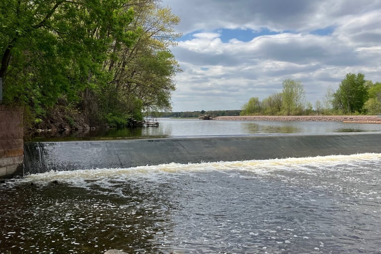 The Buffalo Lake spillway into the Fox River in Montello, Wisconsin