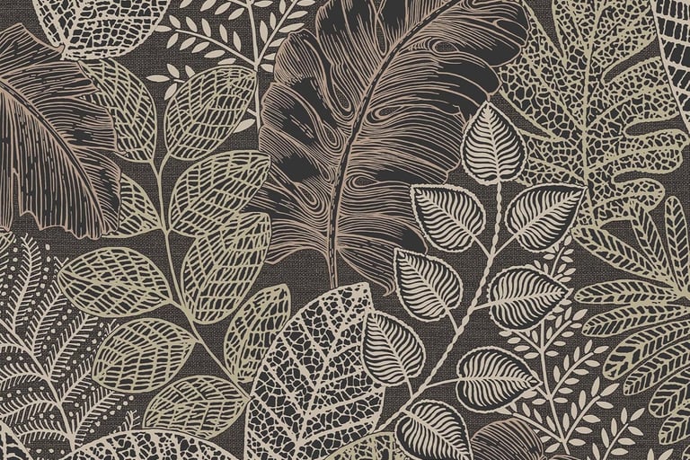 charcoal wallpaper with a pattern of leaves