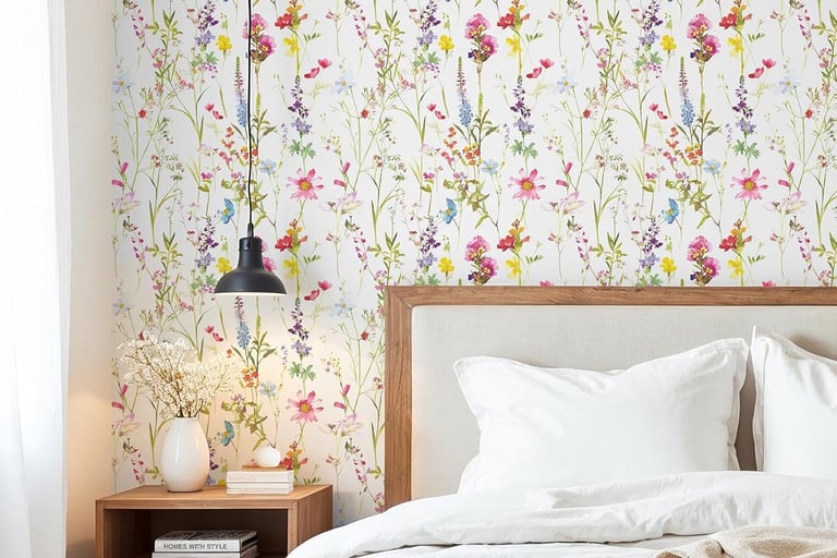 bright, elegant and colourful botanical flower wallpaper