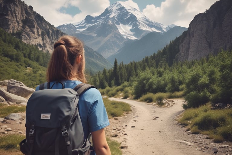 une randonneuse avec un sac à dos