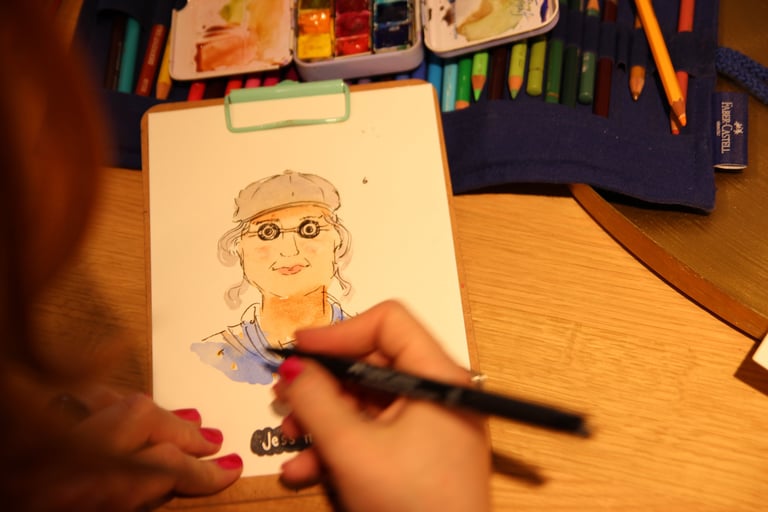 Live-zeichnen buchen Schnellportrait für Firmenveranstaltungen, Fashion und Beauty Events Firmenfeiern zur Kundenbindung
