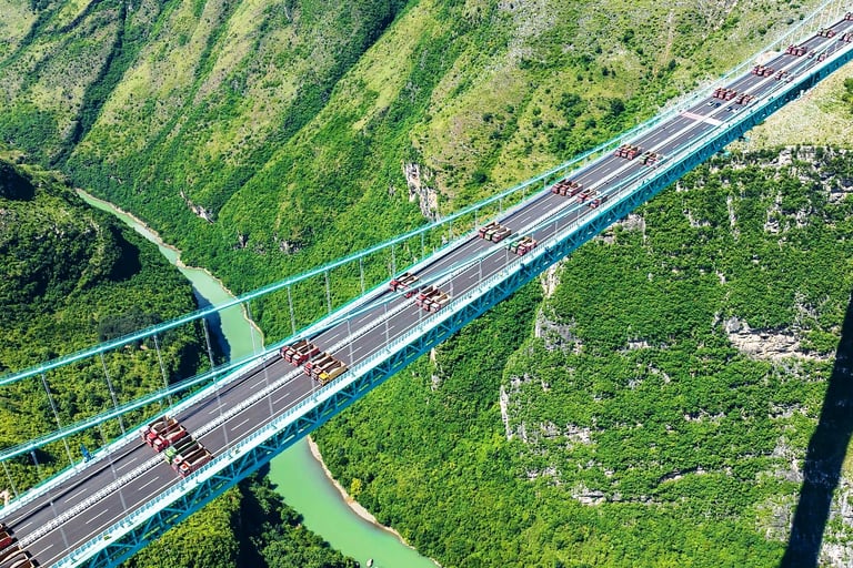 The Huajiang Grand Canyon Bridge load testing