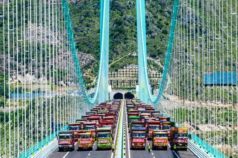 The Huajiang Grand Canyon Bridge load testing