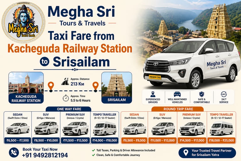 Kacheguda Railway Station to Srisailam Taxi Services