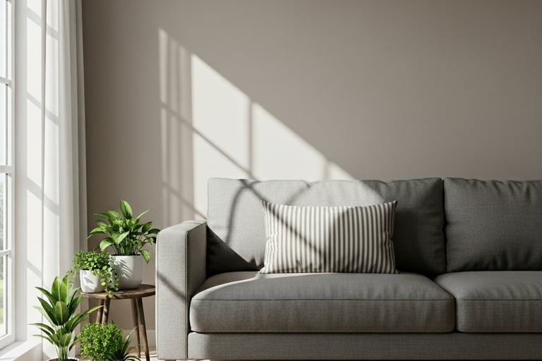 an inviting therapy space with a comfortable couch for women to process her maternal mental health