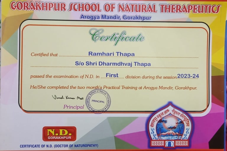 a certificate for a doctor of naturopathy