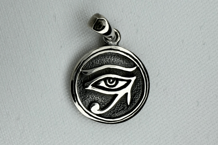 Eye of Ra Disc Sterling Silver Pendant