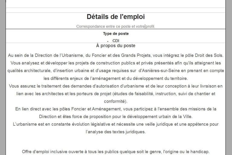 un exemple généraliste d'offre d'emploi d'inclusion