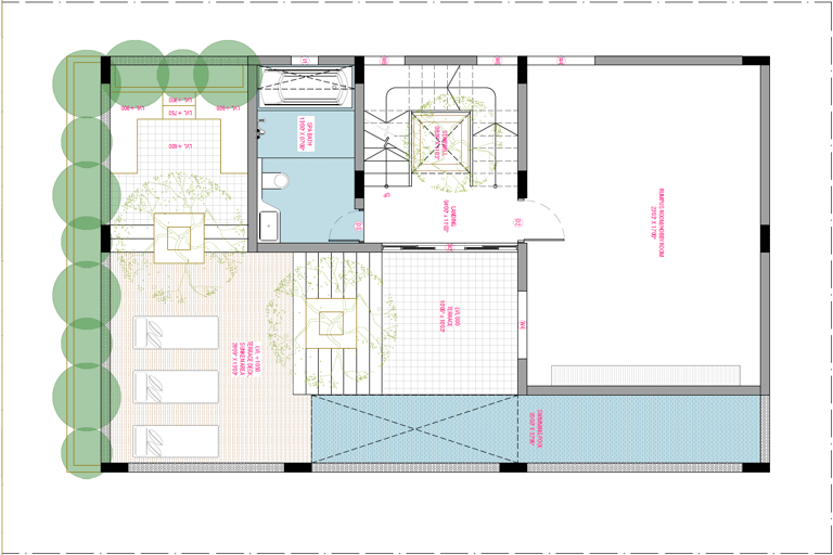 South facing Fortune Hestia villa second floor plan featuring guest bedroom, terrace, and utility