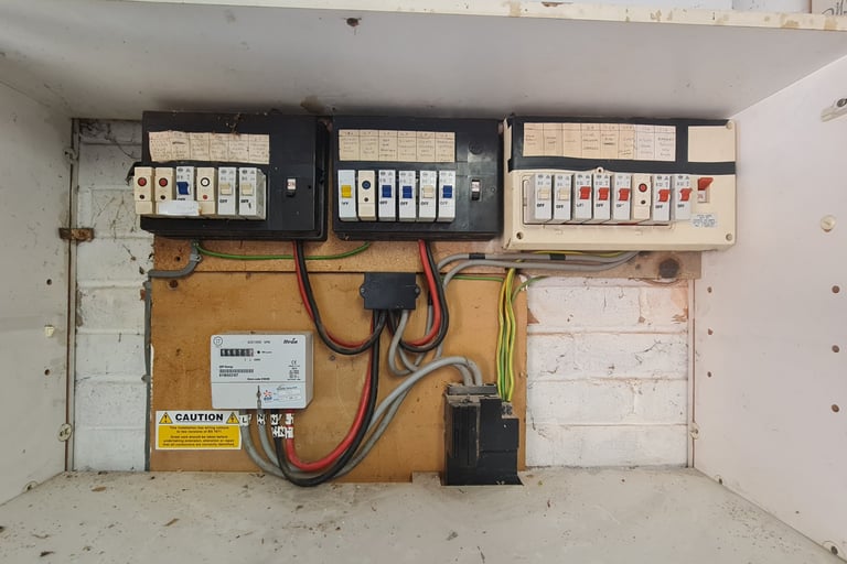 Old fuse boxes before a consumer unit upgrade in Bromley