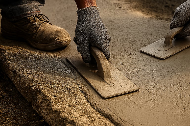 men are resurfacing a concrete block