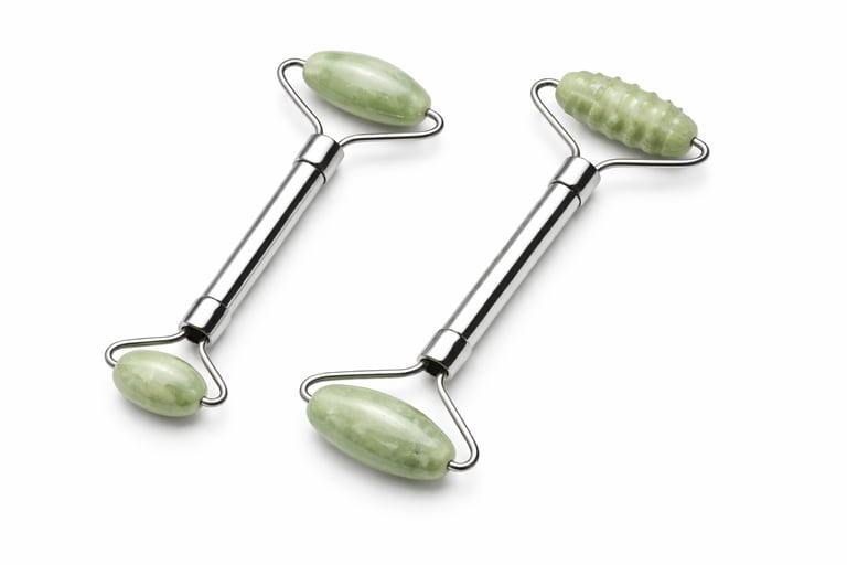Jade roller for facial massage and skin soothing, professional beauty care tool