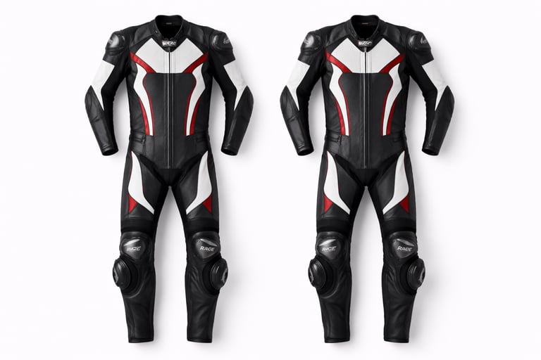 Professional leather motorcycle riding suit with protective padding