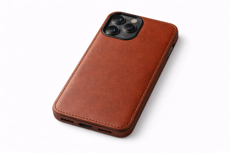 Leather phone case with slim fit and protective back cover