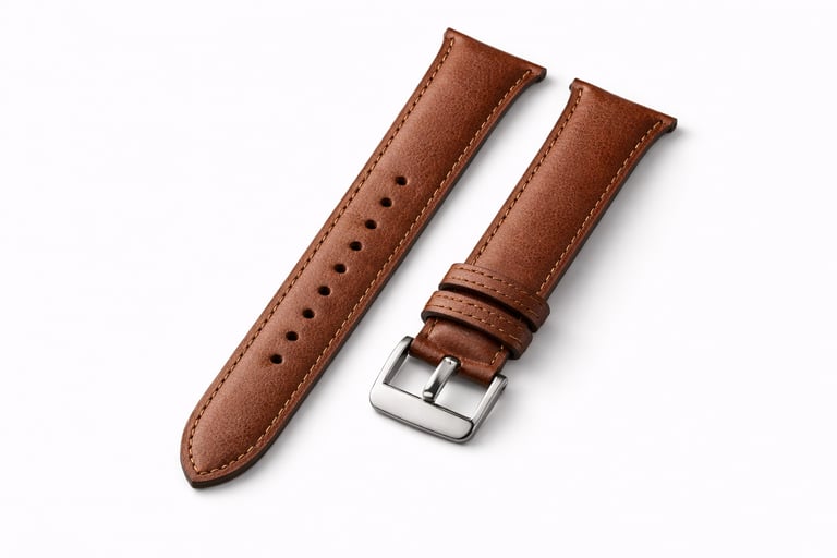 Leather watch straps with metal buckle and adjustable sizing