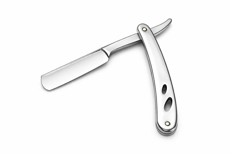 Classic straight razor for professional barber use, precision shaving tool