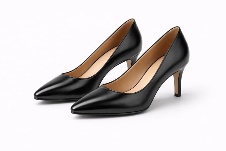 Black women’s leather formal shoes with pointed toe and heel