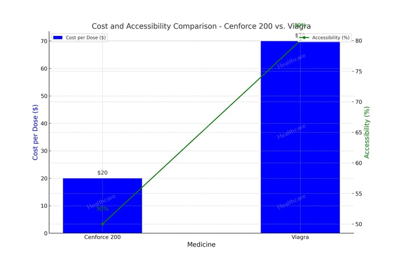 A graph of cost and accessibility of Cenforce Vs Viagra