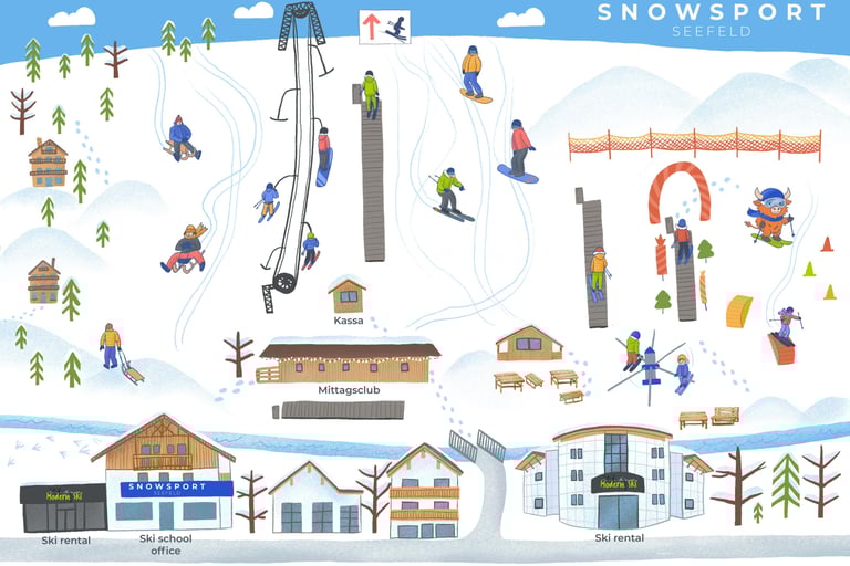 Snowsport Seefeld, anfängerbereich, übungsgelände