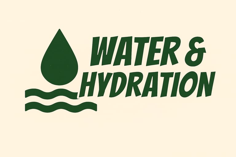 Water and Hydration header image showing water drop and waves, emphasizing safe drinking water and purification in the wild