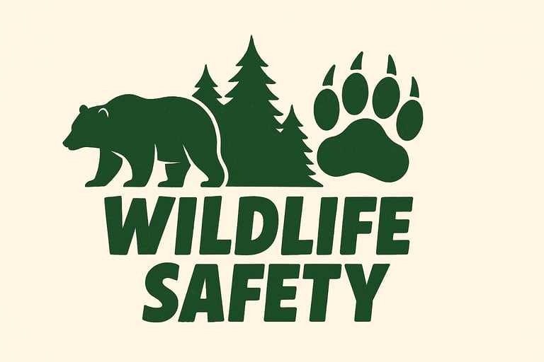 Wildlife Safety category banner with bear and pawprint — animal encounter safety, wilderness survival, outdoor awareness