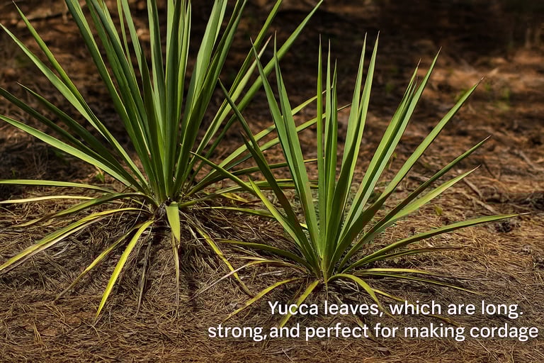 Yucca leaves growing in wild used for strong handmade cordage in survival crafts