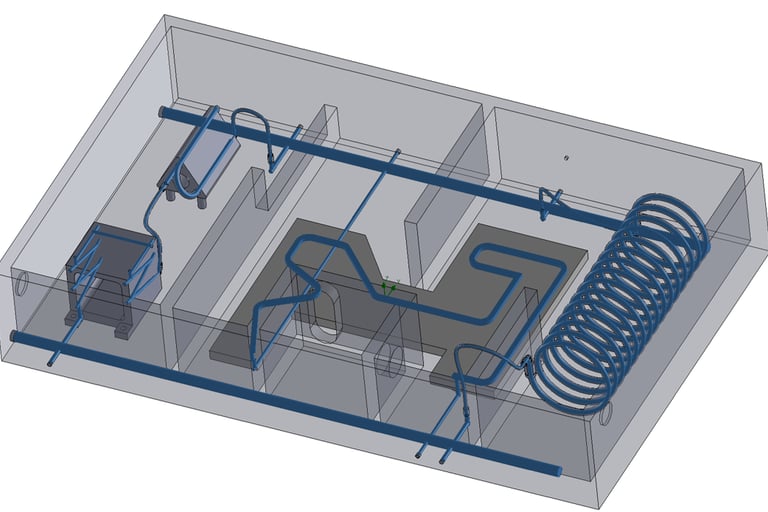 Water Cooled Module and Cooling Water Domain (in Blue)