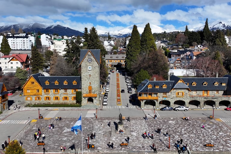Aerial-Civic-Center-Bariloche-skyline-in-bariloche