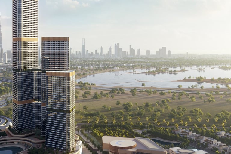 Luxury apartments in Sobha Hartland II, Dubai, featuring modern designs and panoramic city views