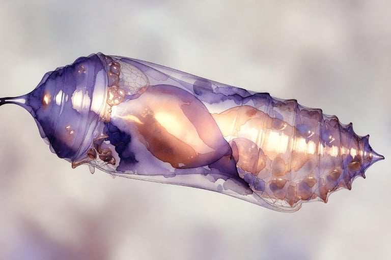 Chrysalis metamorphosis illustration non-linear eating disorder transformation Paris