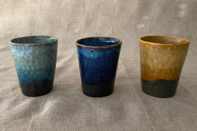 gobelets en ceramique martelés