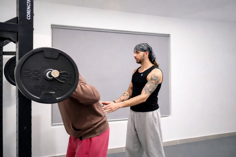 entrenador personal en toledo ayudando a cliente en entrenamiento funcional